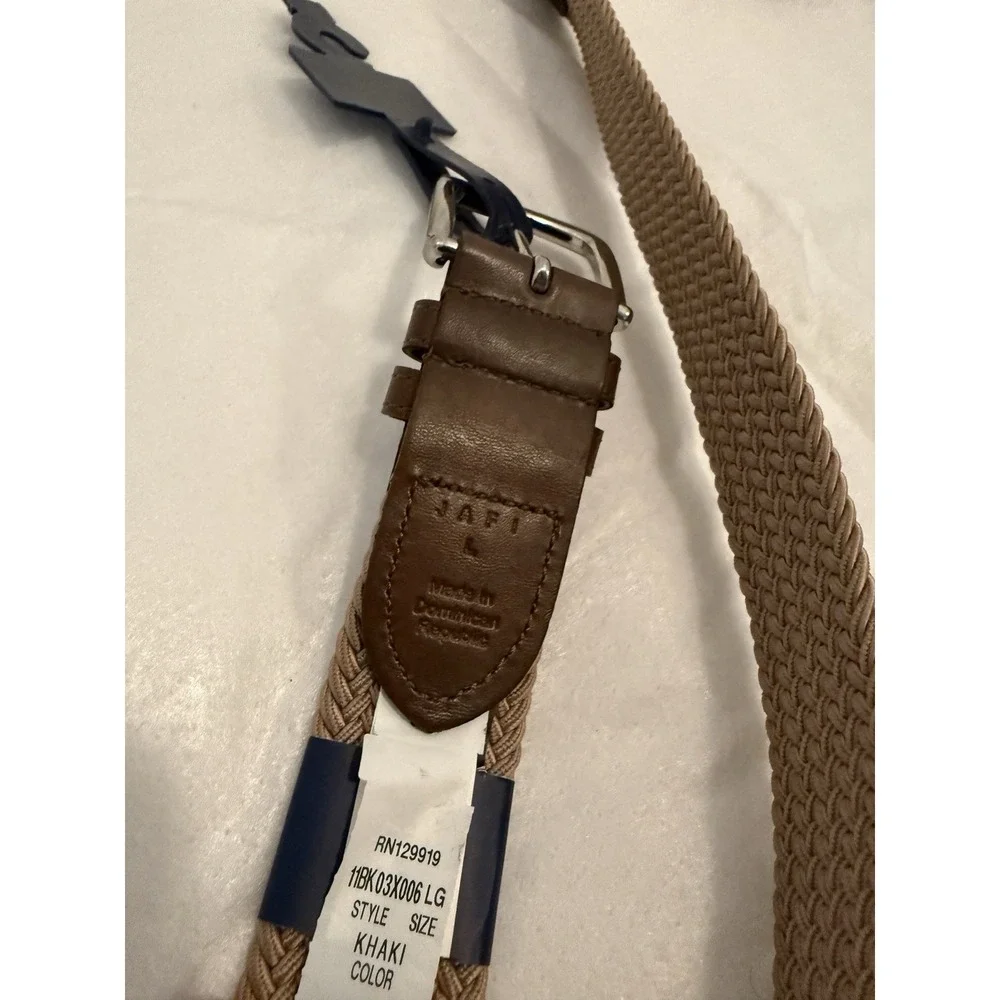 Saddlebred Belt Mens Large SIZE: 38-40  Trim Woven‎ Braided Classic Khaki NWT
